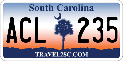 SC license plate ACL235