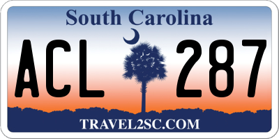 SC license plate ACL287