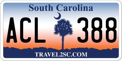 SC license plate ACL388