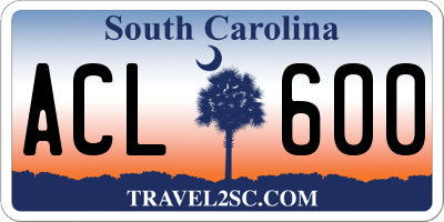 SC license plate ACL600