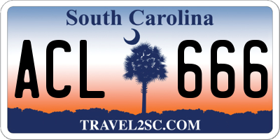 SC license plate ACL666