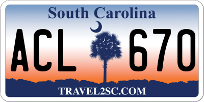 SC license plate ACL670