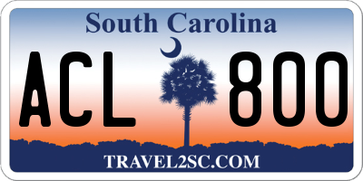 SC license plate ACL800