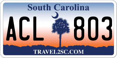 SC license plate ACL803