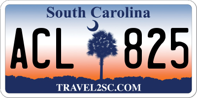 SC license plate ACL825