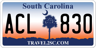 SC license plate ACL830