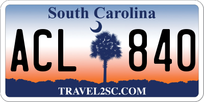 SC license plate ACL840