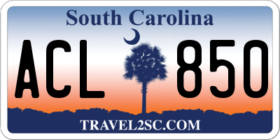 SC license plate ACL850