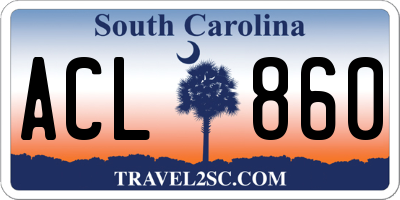 SC license plate ACL860