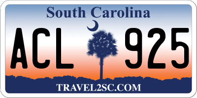 SC license plate ACL925