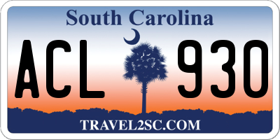 SC license plate ACL930