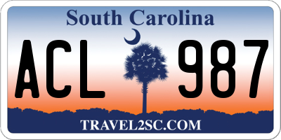 SC license plate ACL987