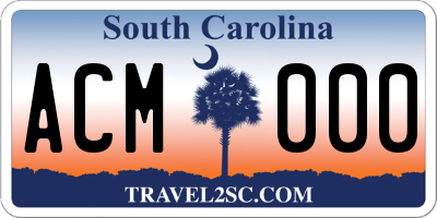 SC license plate ACM000