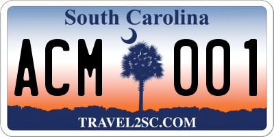 SC license plate ACM001