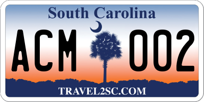 SC license plate ACM002