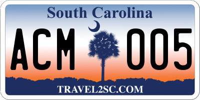 SC license plate ACM005