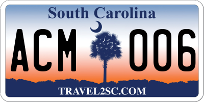 SC license plate ACM006