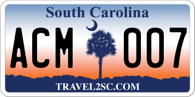 SC license plate ACM007