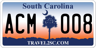 SC license plate ACM008