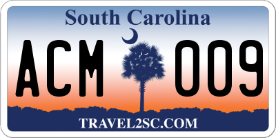 SC license plate ACM009