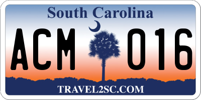 SC license plate ACM016
