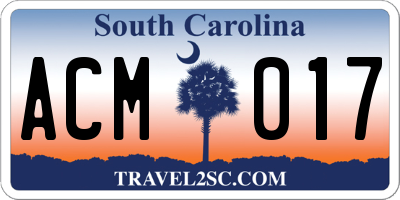 SC license plate ACM017