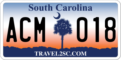 SC license plate ACM018