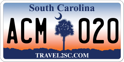 SC license plate ACM020