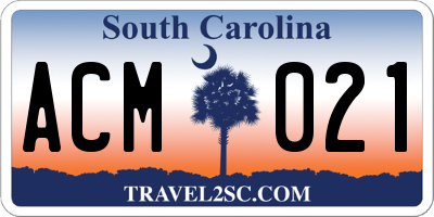 SC license plate ACM021