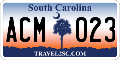 SC license plate ACM023