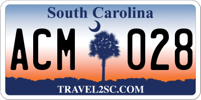 SC license plate ACM028