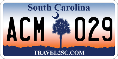 SC license plate ACM029