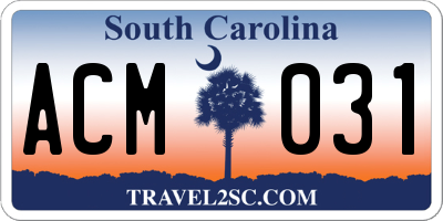 SC license plate ACM031