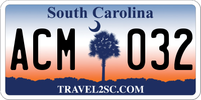 SC license plate ACM032