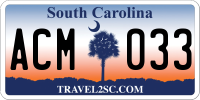 SC license plate ACM033