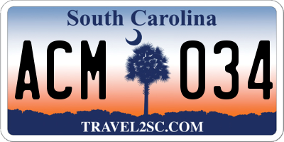 SC license plate ACM034