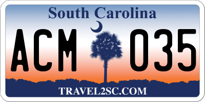 SC license plate ACM035