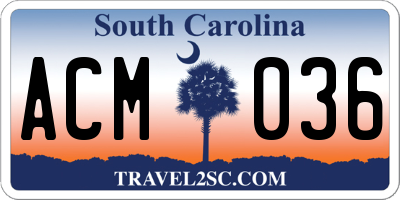 SC license plate ACM036