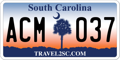 SC license plate ACM037