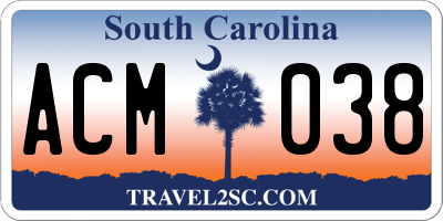SC license plate ACM038