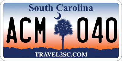 SC license plate ACM040