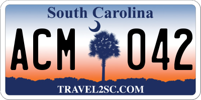 SC license plate ACM042