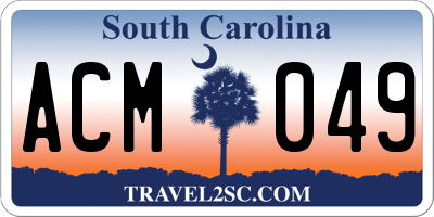 SC license plate ACM049