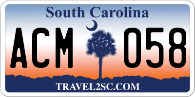 SC license plate ACM058