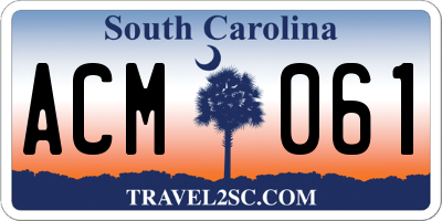 SC license plate ACM061