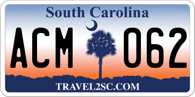 SC license plate ACM062