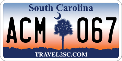 SC license plate ACM067