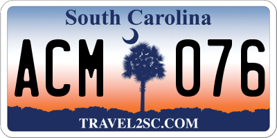 SC license plate ACM076