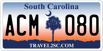 SC license plate ACM080