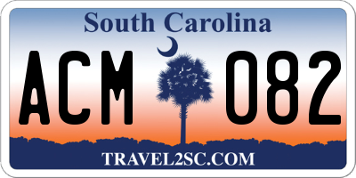 SC license plate ACM082